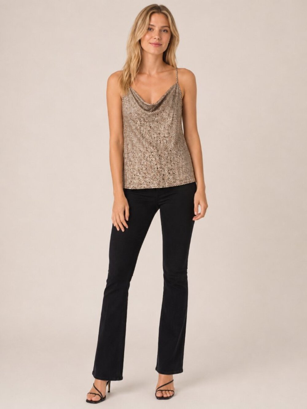 2/$30 Banana Republic Sleeveless Cowl Neck Cami Tammy Texture Brown Small #A2488